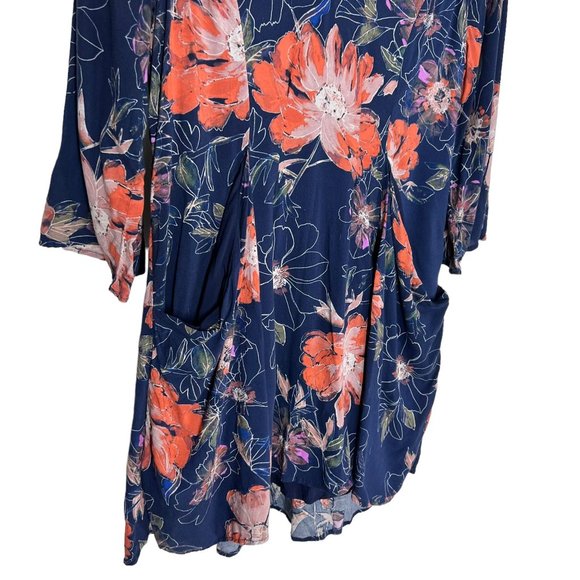 Free People Eyes On You Blue Floral Long Sleeve Tunic Mini Dress 4 - Picture 4 of 14